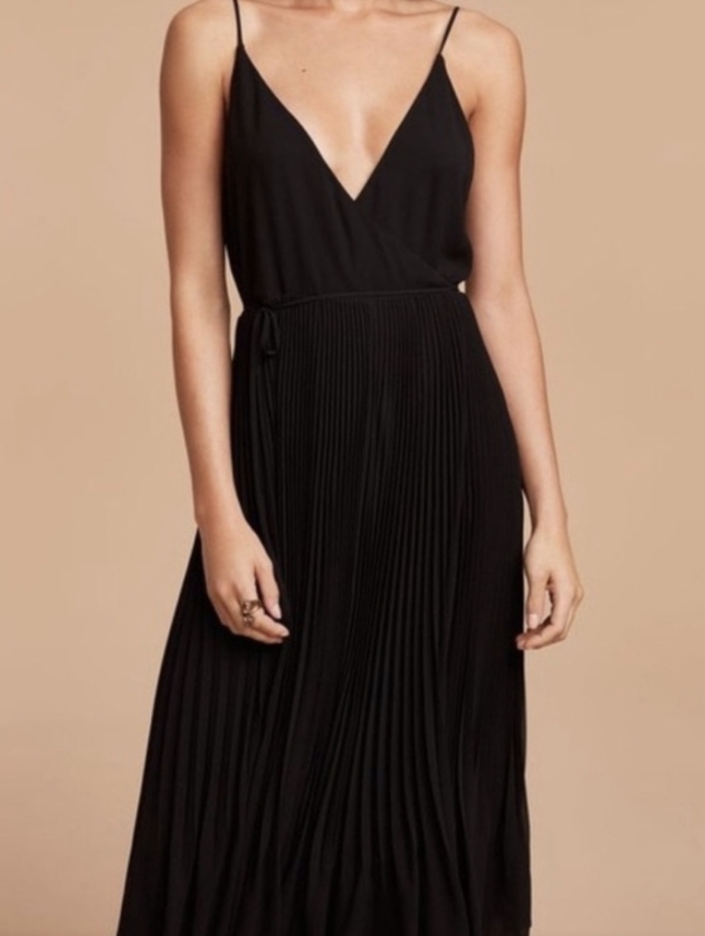 Aritzia Black Pleated Maxi Slip Skirt